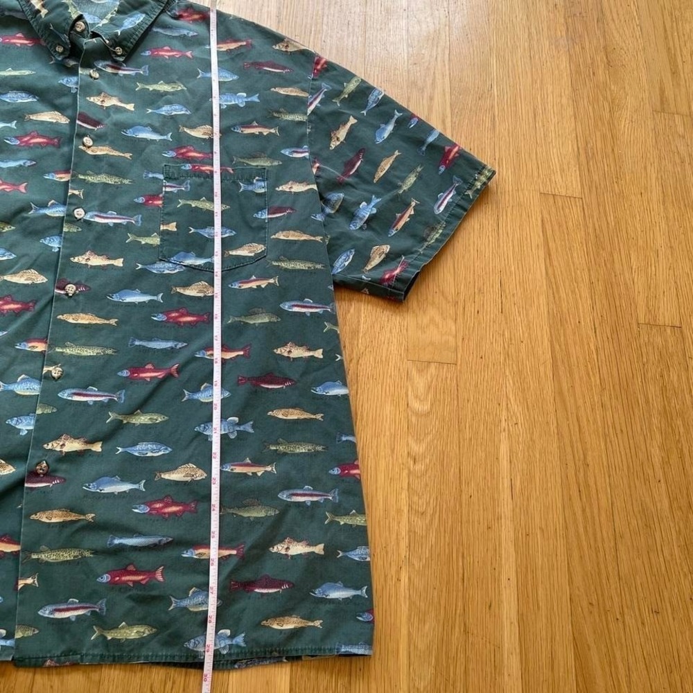 Green Fish Print Button‑Up Shirt - Picture 3 of 7